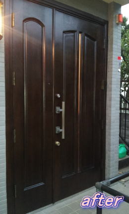 木製玄関ドア塗装修理　塗装例56-2