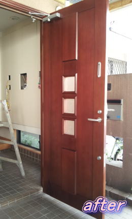 木製玄関ドア塗装修理　塗装例57-10