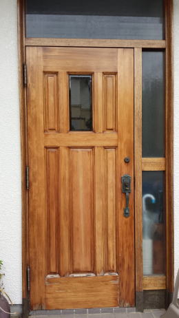 木製玄関ドアの塗装写真横浜市179-1