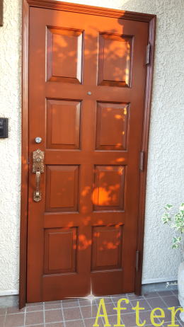 木製玄関ドアの塗装写真横浜市180-2