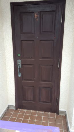 木製玄関ドアの塗装写真横浜市181-1