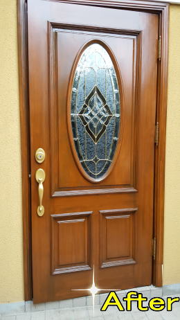 輸入木製玄関ドア修理塗装2