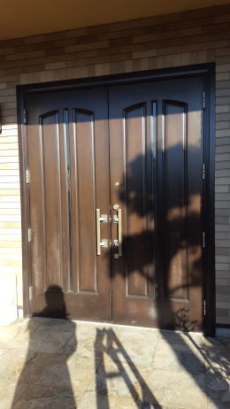 木製 玄関ドア塗装完成243-3