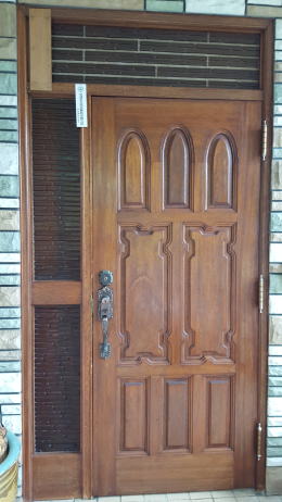 木製 玄関ドア塗装完成247-1