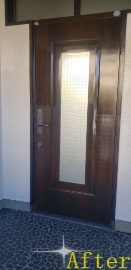 ヤマハ木製玄関ドア塗装例　横浜市栄区413-02