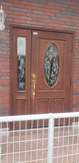 輸入木製玄関ドア塗装例　茅ヶ崎市A様邸414-01
