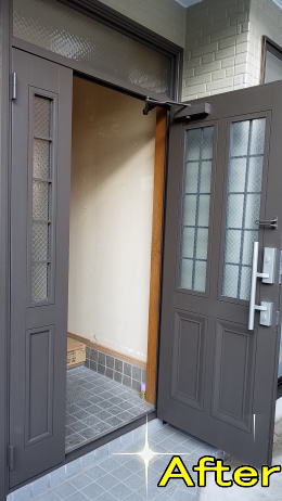 アルミ製玄関ドアオータムブラウン色塗装　24-04