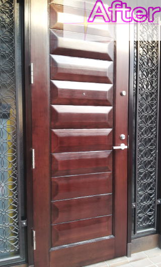 木製玄関ドア塗装例　塗装後横浜港北区