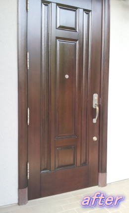 木製玄関ドア塗装修理　塗装例58-6