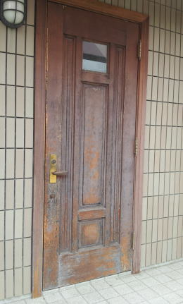 横浜市緑区木製玄関ドア塗装修理 塗装例59-3