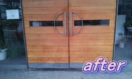 木製玄関ドア塗装修理　塗装例60-4