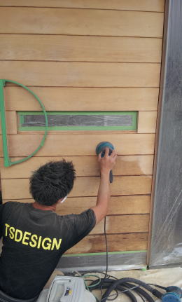木製玄関ドア塗装修理　塗装例60-5