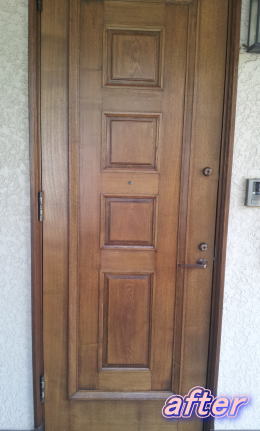 木製玄関ドア塗装修理　塗装例62-2