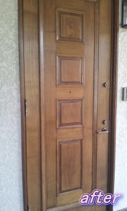 木製玄関ドア塗装修理　塗装例62-4