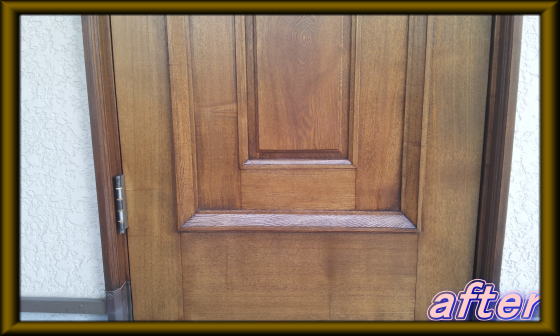 木製玄関ドア塗装修理　塗装例62-6