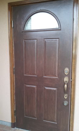 木製玄関ドア塗装修理　塗装例65-6横浜ティーエスデザイン