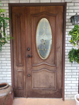 輸入木製玄関ドア塗装359-01