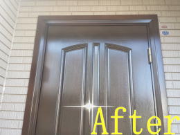 横浜市木製玄関ドア塗装146-4