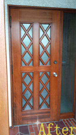 木製玄関ドアの塗装例横浜市174-