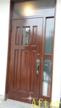 木製玄関ドアの塗装写真横浜市179-2