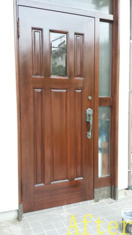 木製玄関ドアの塗装写真横浜市179-4