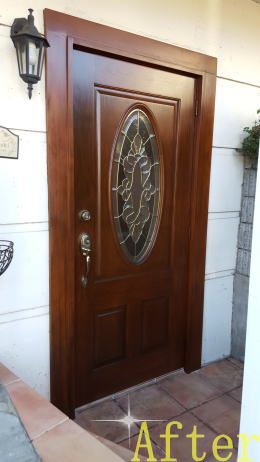 輸入木製玄関ドアの塗装写真183-2