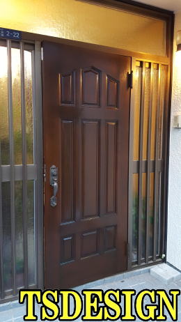 木製玄関ドア塗装　横浜市229-04