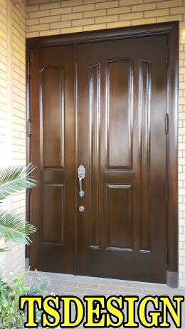 木製 玄関ドア塗装完成242-2