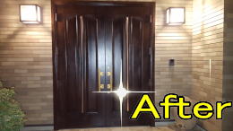 木製 玄関ドア塗装完成243-2