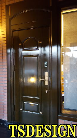 木製 玄関ドア塗装完成244-2