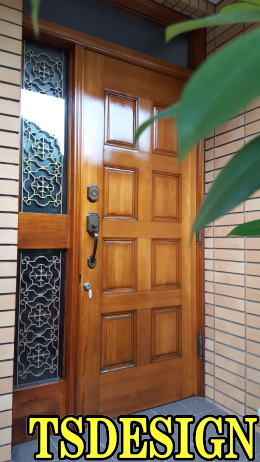 木製 玄関ドア塗装完成246-2