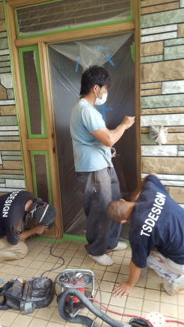 木製 玄関ドア塗装完成247-5
