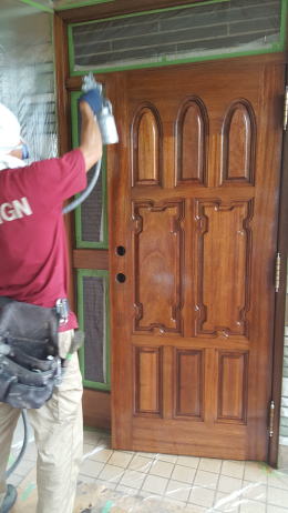木製 玄関ドア塗装完成247-6