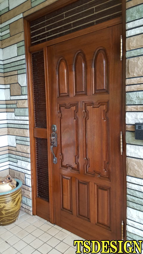 木製 玄関ドア塗装完成247-7