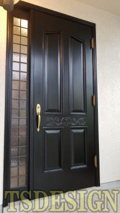 藤沢市　木製玄関ドア塗装　265-02