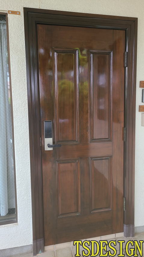 木製玄関ドア　塗装406-05東京都で玄関ドア塗装