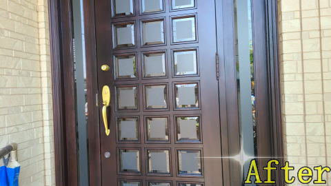木製玄関ドア　塗装409-06横浜市青葉区で玄関ドア塗装