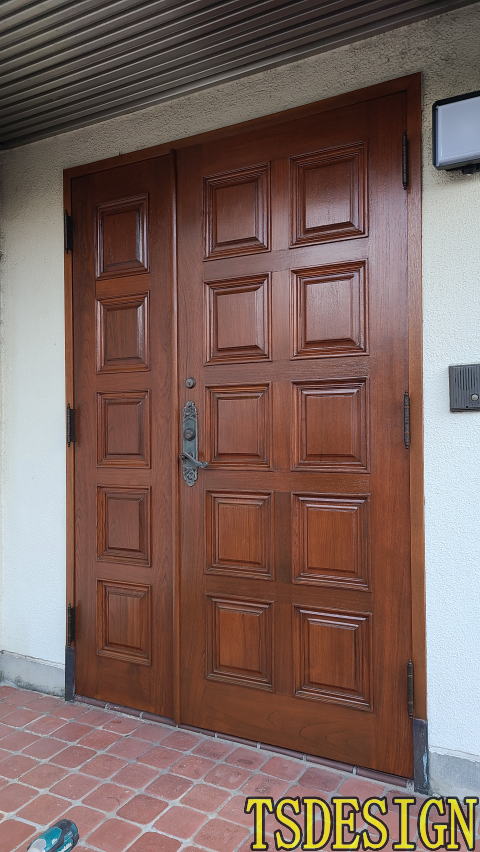 木製玄関ドア　塗装414-05横浜市で玄関ドア塗装
