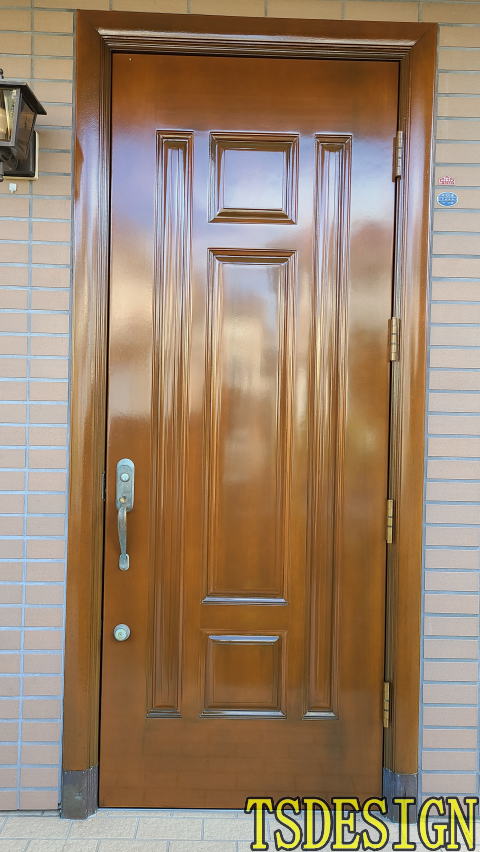 木製玄関ドア　塗装415-05横浜市で玄関ドア塗装