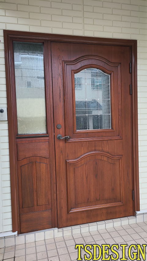 木製玄関ドア　塗装416-05横浜市で玄関ドア塗装