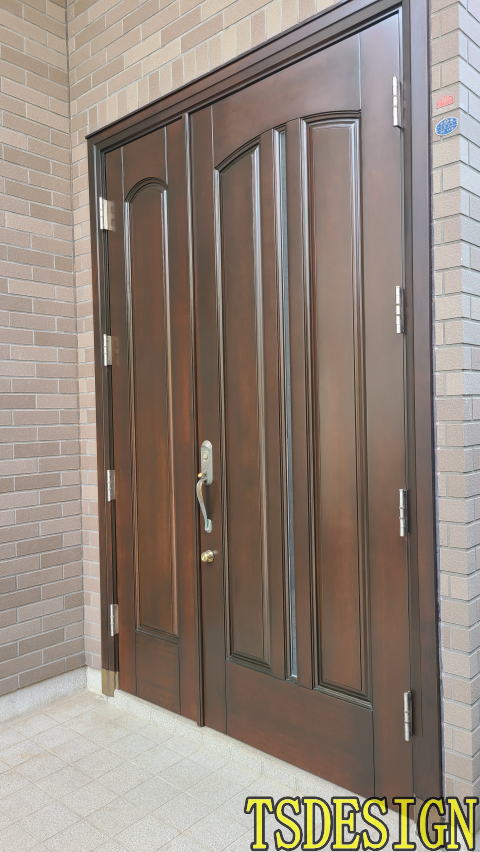 アイカ　木製玄関ドア塗装435-05横浜市都筑区アイカ玄関ドア塗装