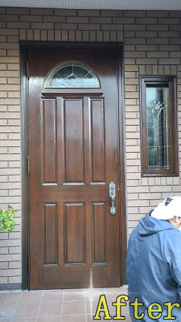 木製玄関ドア塗装例441-02　横浜市港南区