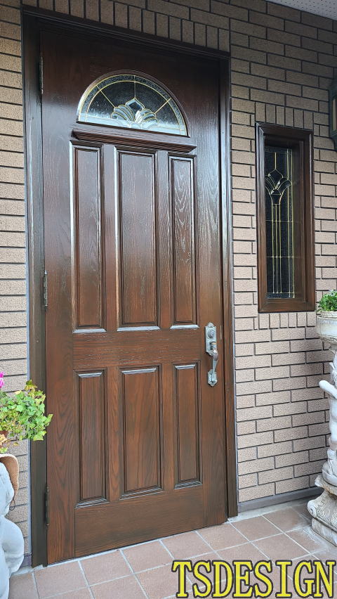 木製玄関ドア塗装例441-05　横浜市港南区