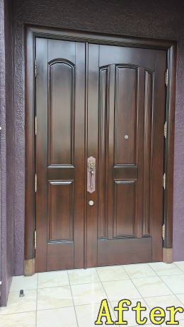 木製玄関ドア塗装例444-02　東京都町田市