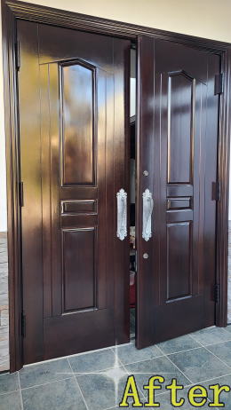 木製玄関ドア塗装例453-02　茅ヶ崎市