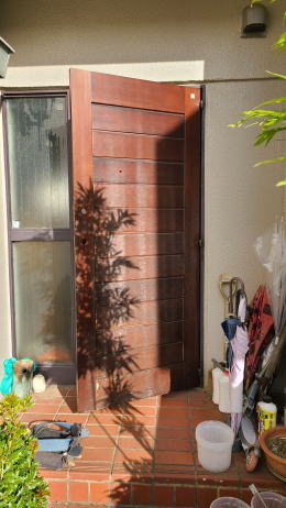 木製玄関ドア塗装例454-01　横浜市金沢区