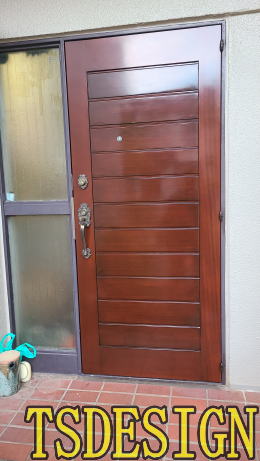 木製玄関ドア塗装例454-02　横浜市金沢区