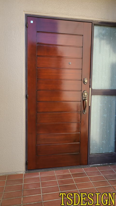 木製玄関ドア塗装例454-13　横浜市金沢区