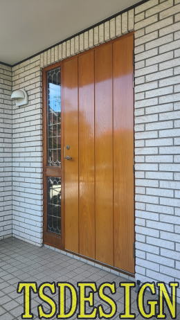 木製玄関ドア塗装例　横浜市460-02