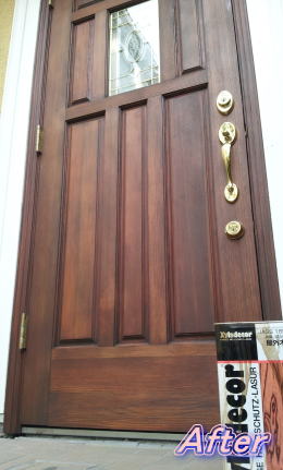 木製玄関ドア塗装修理　塗装例66-2